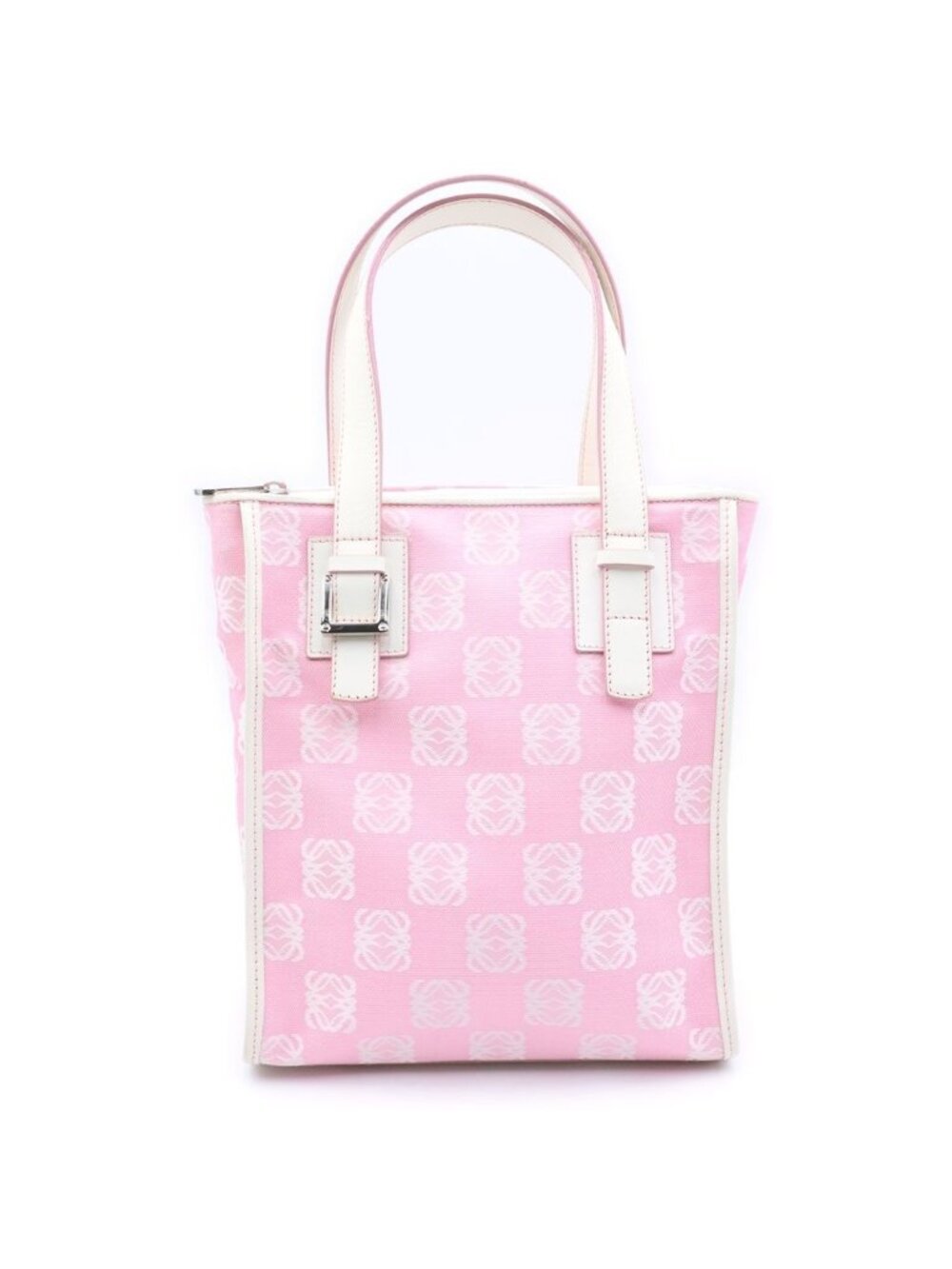 Loewe Tote Bag Pink White Canvas Leather